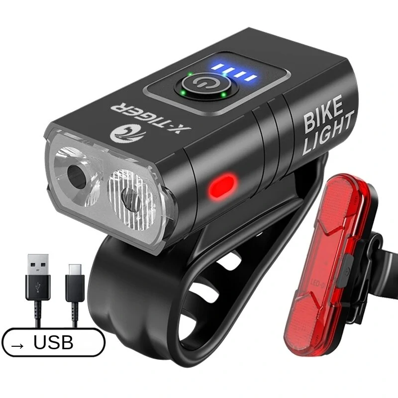 1000LM Brightness Bike Light Set 6 Light Modes 1200mAh Battery Aluminum Alloy Bicycle Front Light with Smart Taillight for Mountain Bicycle Scooter (image for) 1000LM Brightness Bike Light Set 6 Light Modes 1200mAh Battery Aluminum Alloy Bicycle Front Light with Smart Taillight for Mountain Bicycle Scooter